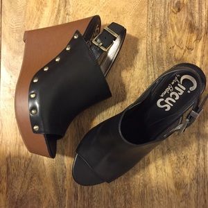Sam Edelman Black wedges with stud detailing